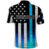 Personalized Blue Flame American Flag Dart Polo Shirt Patriotic Dartboard Design - Wonder Print Shop