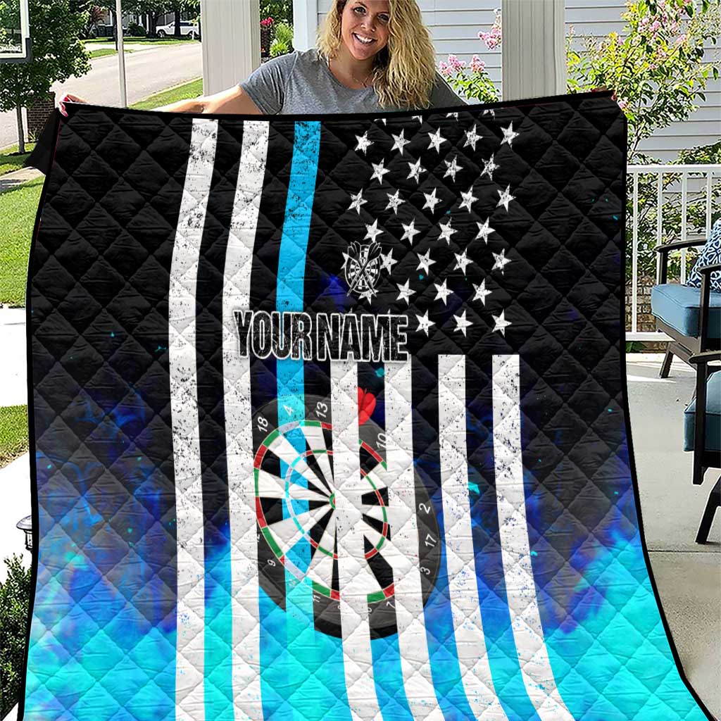 Personalized Blue Flame American Flag Dart Quilt Patriotic Dartboard Design - Wonder Print Shop