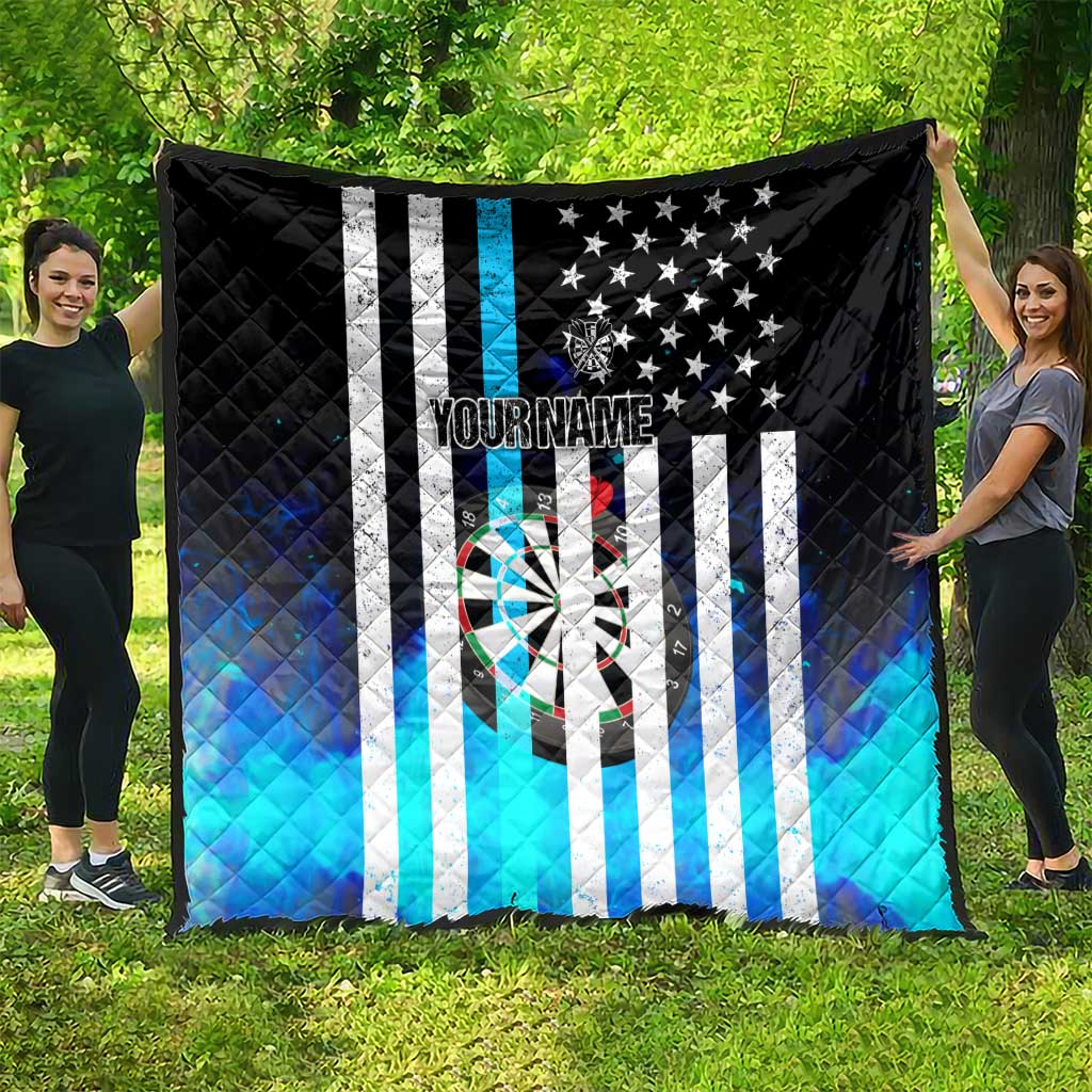 Personalized Blue Flame American Flag Dart Quilt Patriotic Dartboard Design - Wonder Print Shop