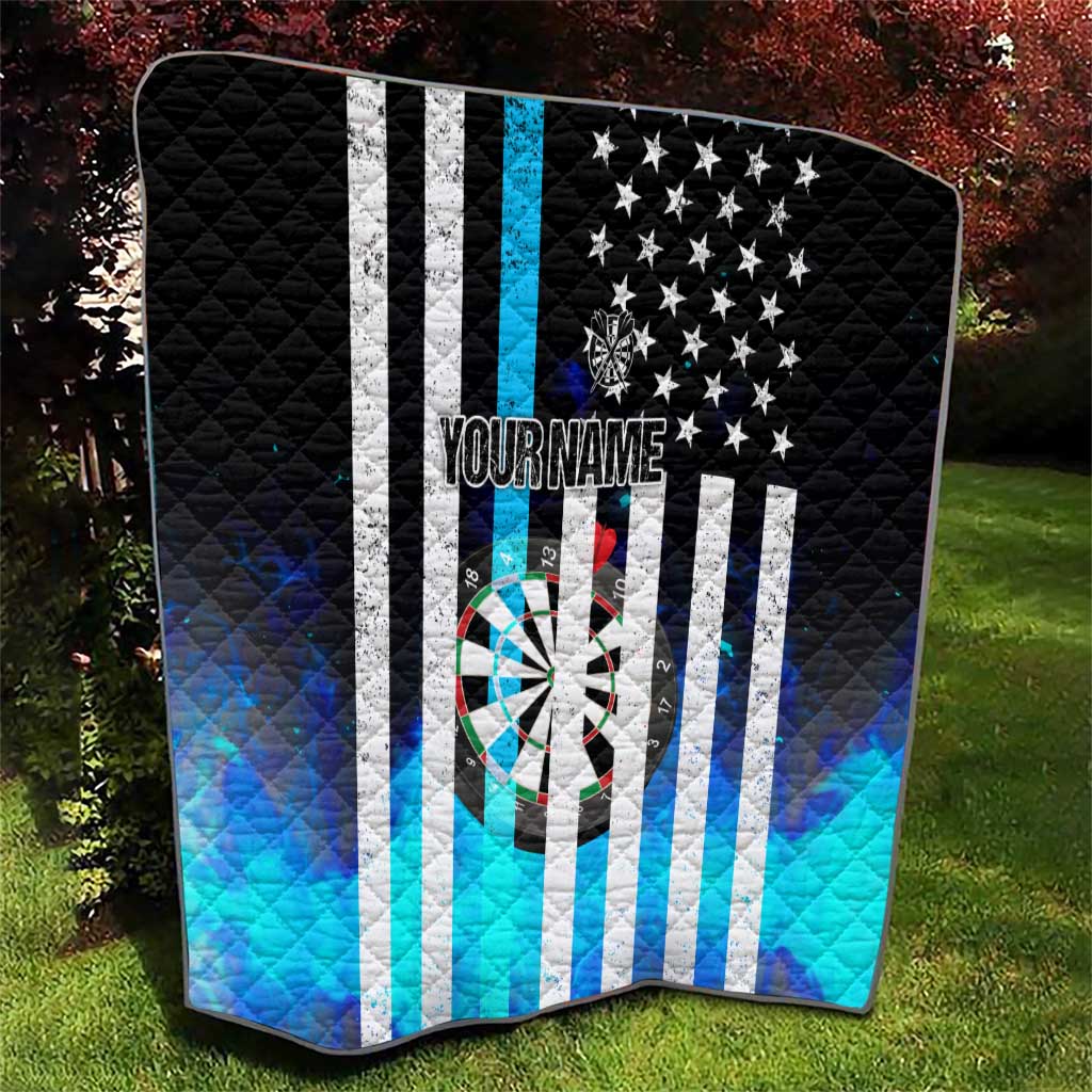 Personalized Blue Flame American Flag Dart Quilt Patriotic Dartboard Design - Wonder Print Shop