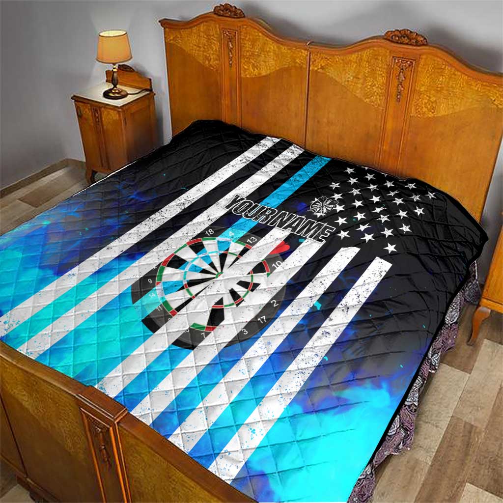Personalized Blue Flame American Flag Dart Quilt Patriotic Dartboard Design - Wonder Print Shop
