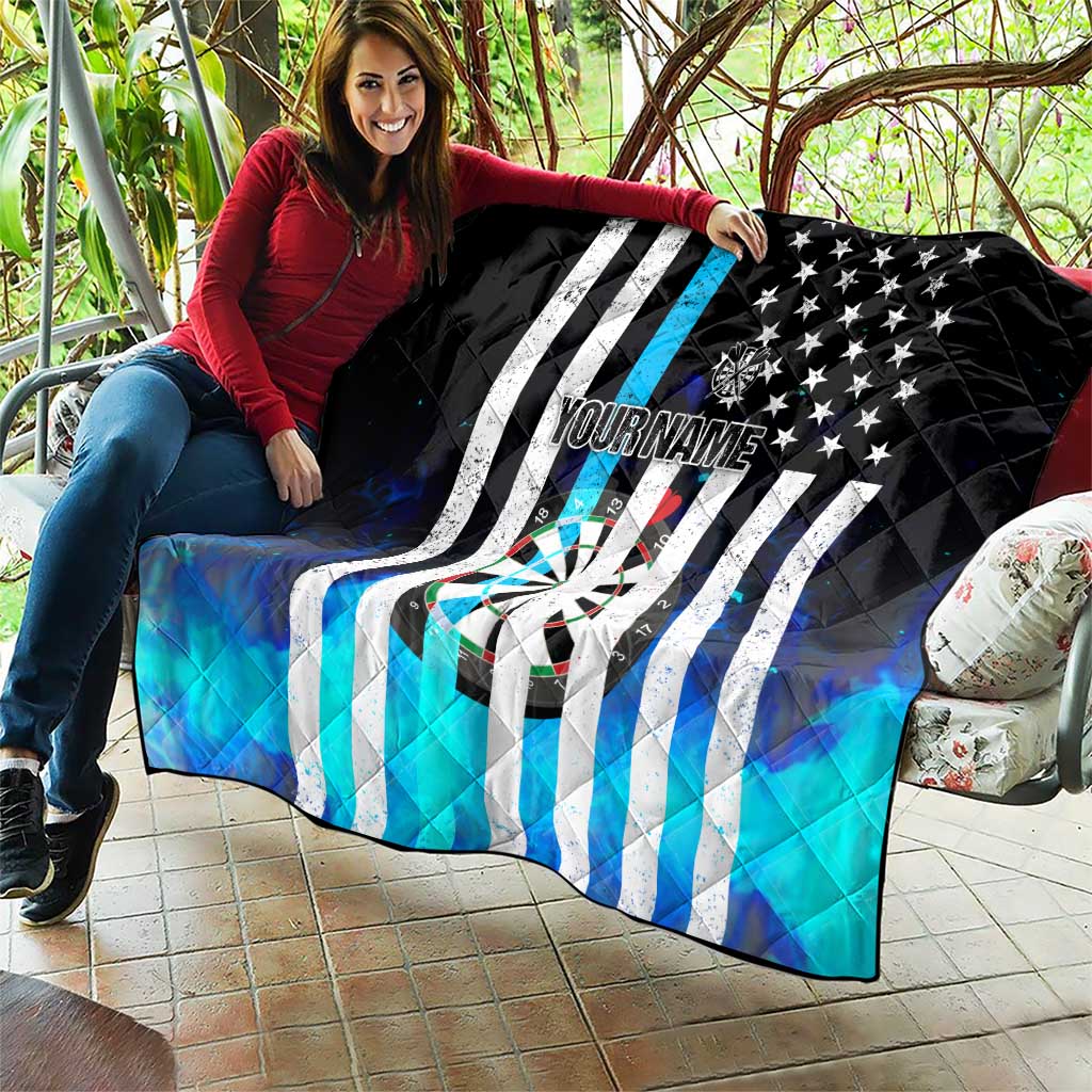 Personalized Blue Flame American Flag Dart Quilt Patriotic Dartboard Design - Wonder Print Shop