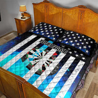 Personalized Blue Flame American Flag Dart Quilt Bed Set Patriotic Dartboard Design - Wonder Print Shop