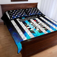 Personalized Blue Flame American Flag Dart Quilt Bed Set Patriotic Dartboard Design - Wonder Print Shop