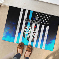 Personalized Blue Flame American Flag Dart Rubber Doormat Patriotic Dartboard Design - Wonder Print Shop