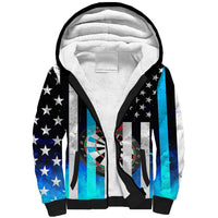Personalized Blue Flame American Flag Dart Sherpa Hoodie Patriotic Dartboard Design - Wonder Print Shop