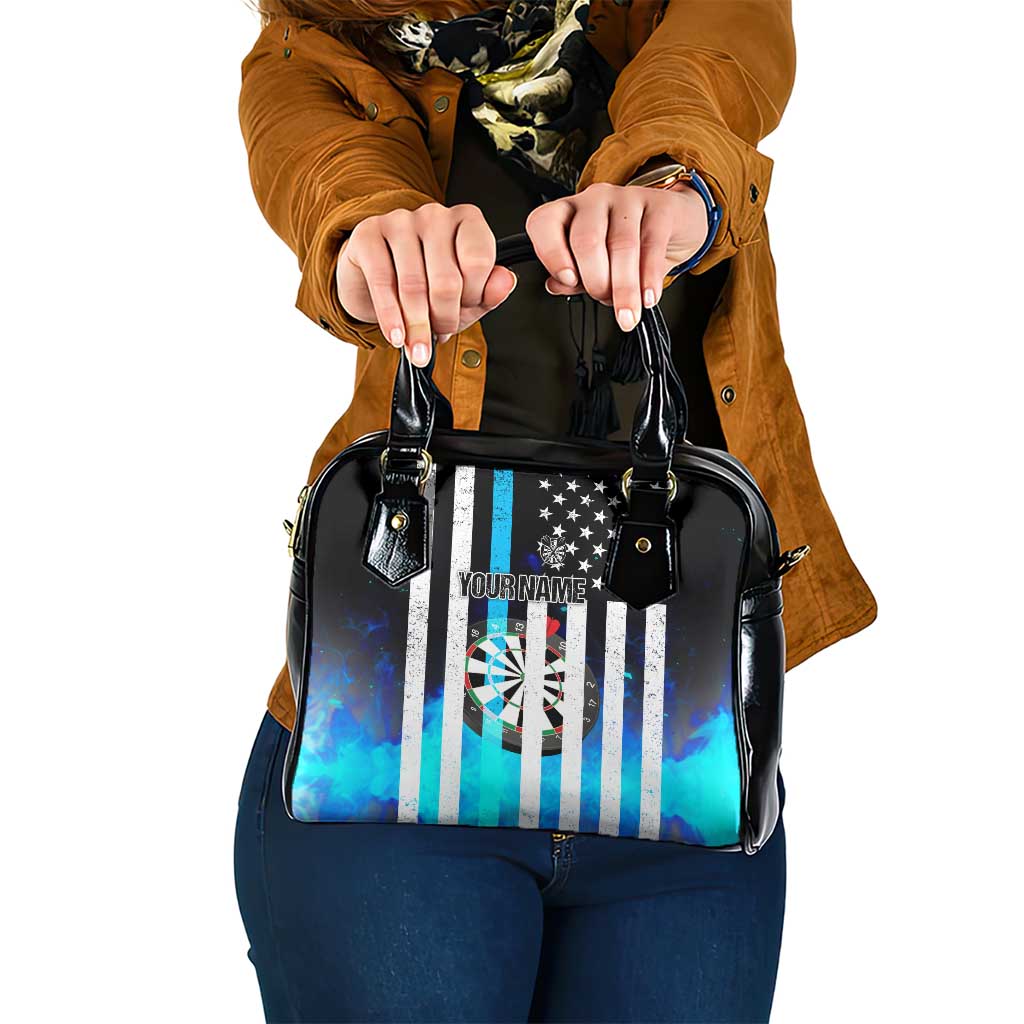 Personalized Blue Flame American Flag Dart Shoulder Handbag Patriotic Dartboard Design - Wonder Print Shop