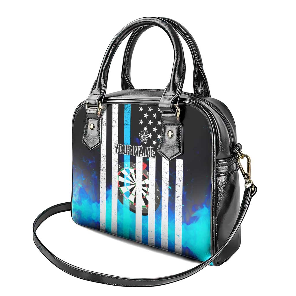 Personalized Blue Flame American Flag Dart Shoulder Handbag Patriotic Dartboard Design - Wonder Print Shop