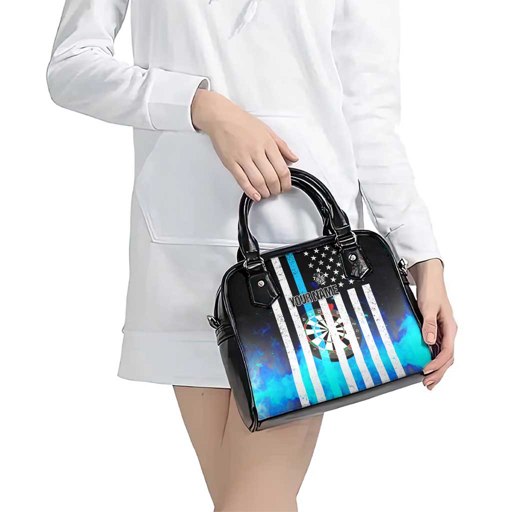 Personalized Blue Flame American Flag Dart Shoulder Handbag Patriotic Dartboard Design - Wonder Print Shop