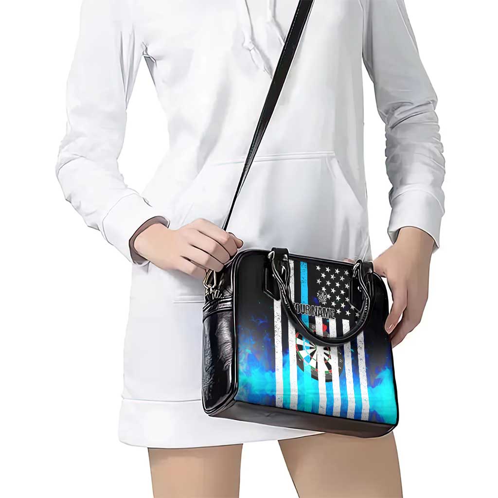 Personalized Blue Flame American Flag Dart Shoulder Handbag Patriotic Dartboard Design - Wonder Print Shop