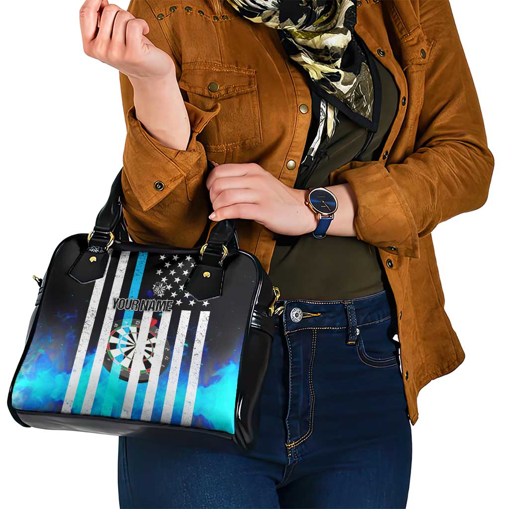 Personalized Blue Flame American Flag Dart Shoulder Handbag Patriotic Dartboard Design - Wonder Print Shop