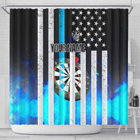 Personalized Blue Flame American Flag Dart Shower Curtain Patriotic Dartboard Design - Wonder Print Shop