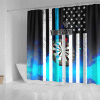 Personalized Blue Flame American Flag Dart Shower Curtain Patriotic Dartboard Design - Wonder Print Shop