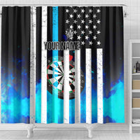 Personalized Blue Flame American Flag Dart Shower Curtain Patriotic Dartboard Design - Wonder Print Shop