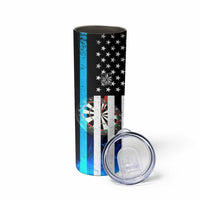 Personalized Blue Flame American Flag Dart Skinny Tumbler Patriotic Dartboard Design - Wonder Print Shop