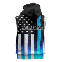Personalized Blue Flame American Flag Dart Sleeveless Hoodie Patriotic Dartboard Design - Wonder Print Shop