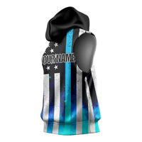 Personalized Blue Flame American Flag Dart Sleeveless Hoodie Patriotic Dartboard Design - Wonder Print Shop