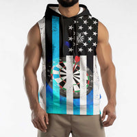 Personalized Blue Flame American Flag Dart Sleeveless Hoodie Patriotic Dartboard Design - Wonder Print Shop