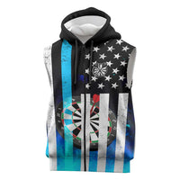 Personalized Blue Flame American Flag Dart Sleeveless Zip Hoodie Patriotic Dartboard Design - Wonder Print Shop