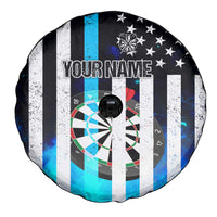 Personalized Blue Flame American Flag Dart Spare Tire Cover Patriotic Dartboard Design - Wonder Print Shop