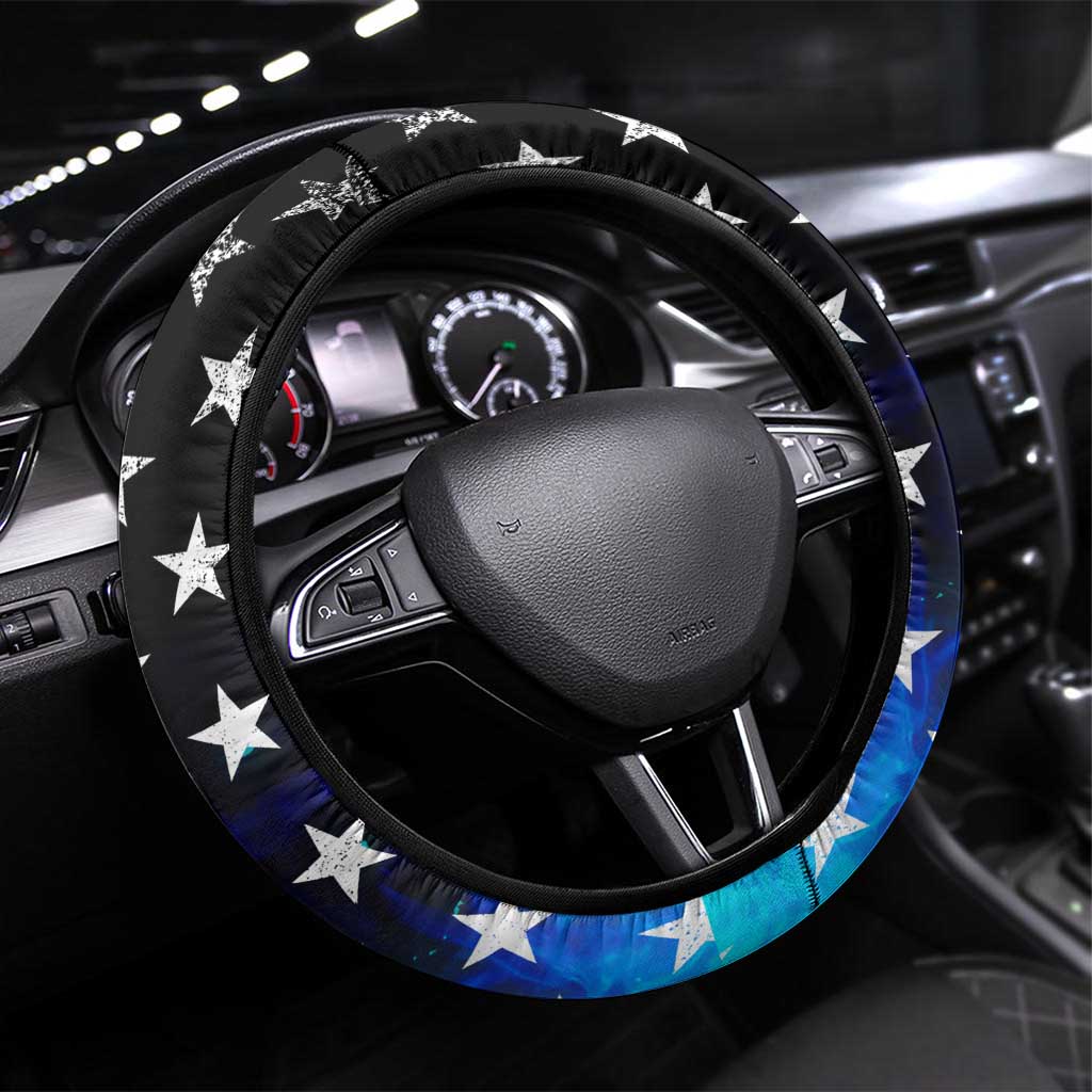 Blue Flame American Flag Dart Steering Wheel Cover Patriotic Dartboard Design - Wonder Print Shop