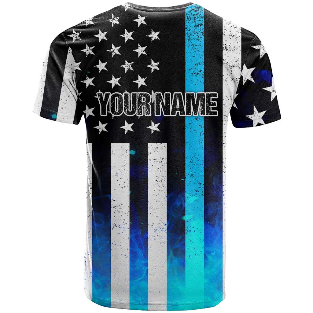 Personalized Blue Flame American Flag Dart T Shirt Patriotic Dartboard Design - Wonder Print Shop