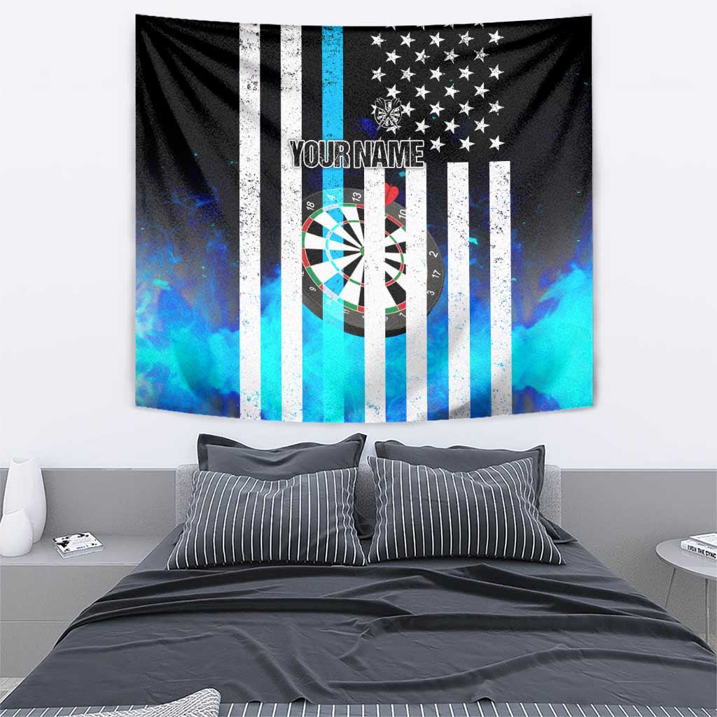 Personalized Blue Flame American Flag Dart Tapestry Patriotic Dartboard Design - Wonder Print Shop