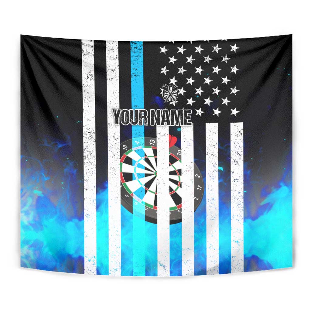 Personalized Blue Flame American Flag Dart Tapestry Patriotic Dartboard Design - Wonder Print Shop