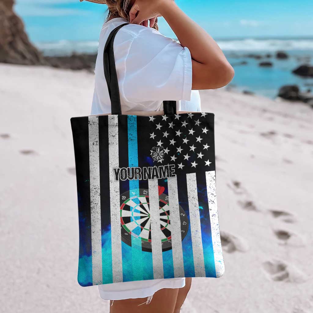 Personalized Blue Flame American Flag Dart Tote Bag Patriotic Dartboard Design - Wonder Print Shop
