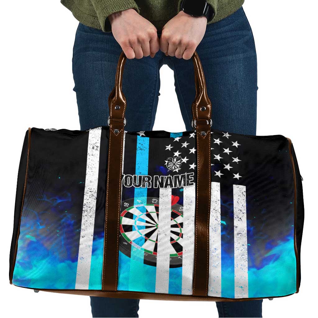 Personalized Blue Flame American Flag Dart Travel Bag Patriotic Dartboard Design - Wonder Print Shop