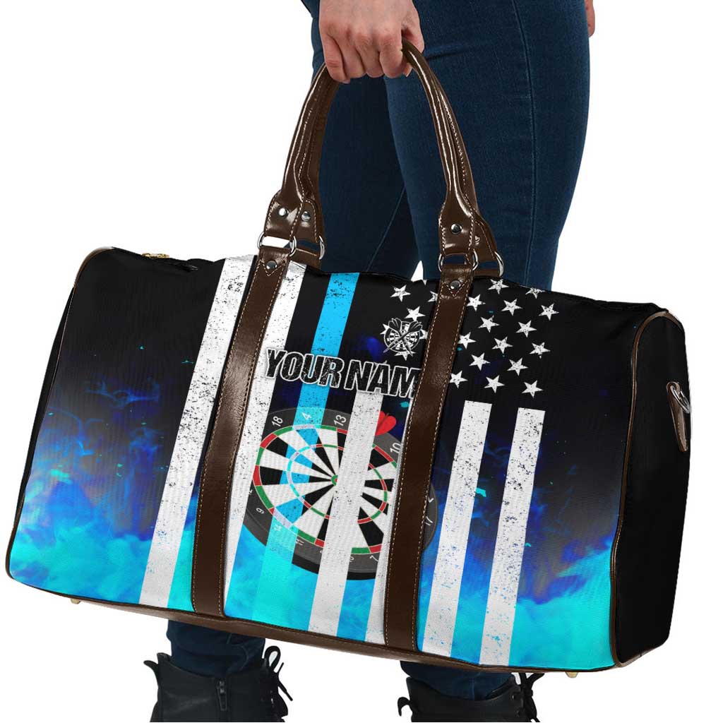 Personalized Blue Flame American Flag Dart Travel Bag Patriotic Dartboard Design - Wonder Print Shop