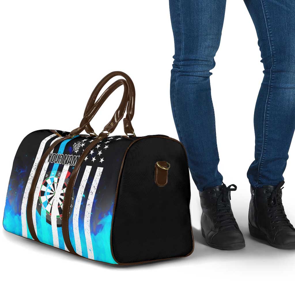 Personalized Blue Flame American Flag Dart Travel Bag Patriotic Dartboard Design - Wonder Print Shop
