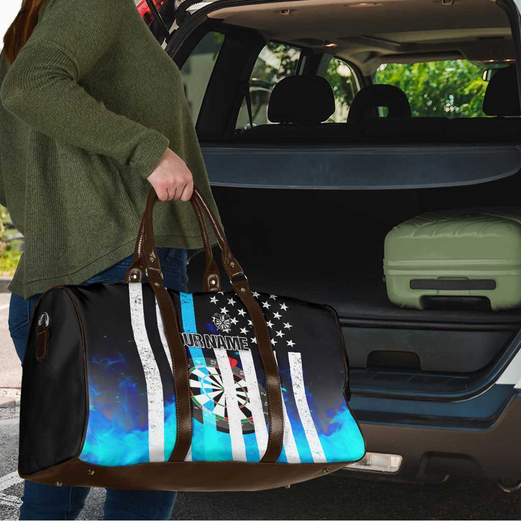 Personalized Blue Flame American Flag Dart Travel Bag Patriotic Dartboard Design - Wonder Print Shop