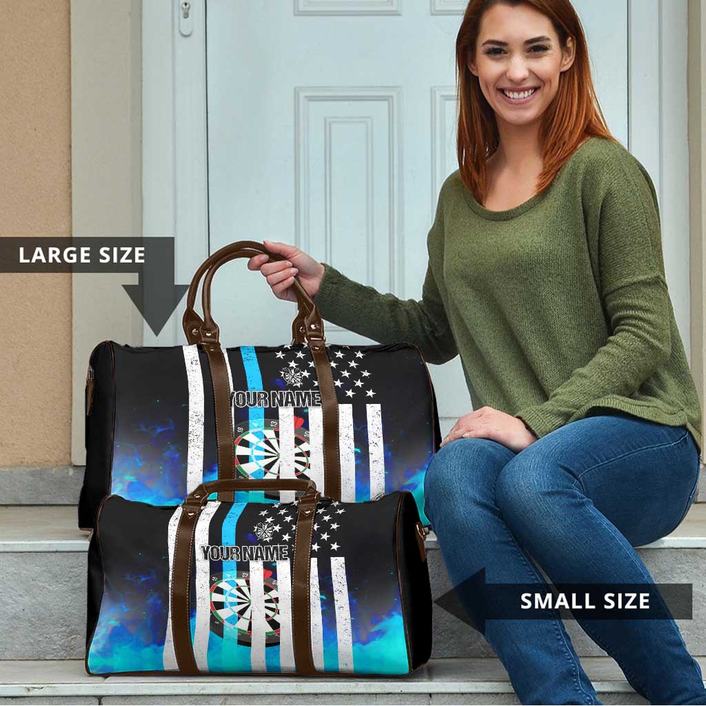 Personalized Blue Flame American Flag Dart Travel Bag Patriotic Dartboard Design - Wonder Print Shop