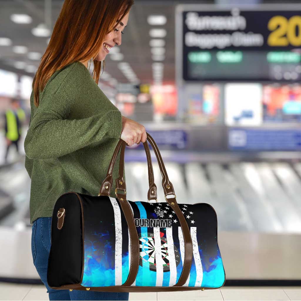 Personalized Blue Flame American Flag Dart Travel Bag Patriotic Dartboard Design - Wonder Print Shop