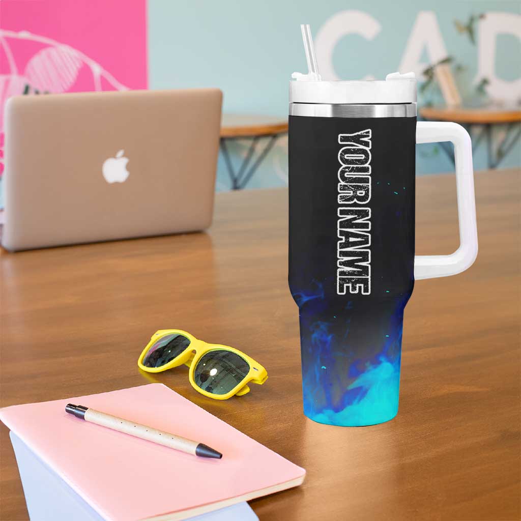 Personalized Blue Flame American Flag Dart Tumbler With Handle Patriotic Dartboard Design - Wonder Print Shop