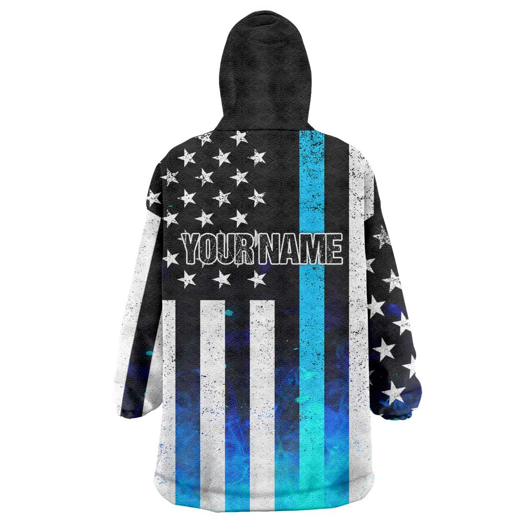 Personalized Blue Flame American Flag Dart Wearable Blanket Hoodie Patriotic Dartboard Design - Wonder Print Shop