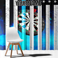 Personalized Blue Flame American Flag Dart Window Curtain Patriotic Dartboard Design - Wonder Print Shop