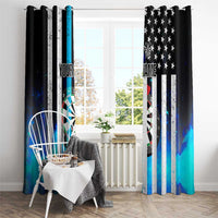 Personalized Blue Flame American Flag Dart Window Curtain Patriotic Dartboard Design - Wonder Print Shop