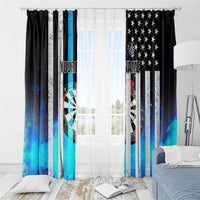 Personalized Blue Flame American Flag Dart Window Curtain Patriotic Dartboard Design - Wonder Print Shop
