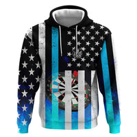 Personalized Blue Flame American Flag Dart Zip Hoodie Patriotic Dartboard Design - Wonder Print Shop