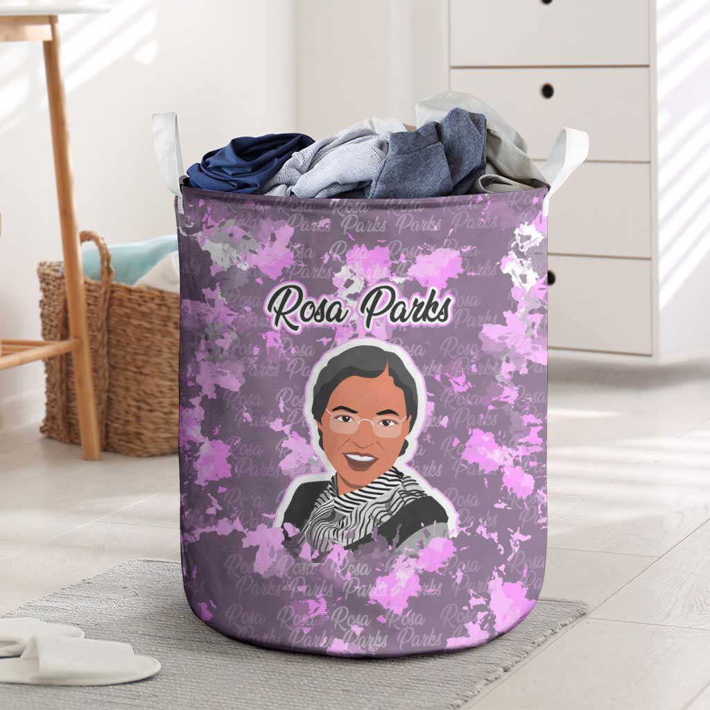 Rosa Parks Laundry Basket Purple Floral Pattern Civil Rights Tribute Bold Name Repeated Text Design - Wonder Print Shop