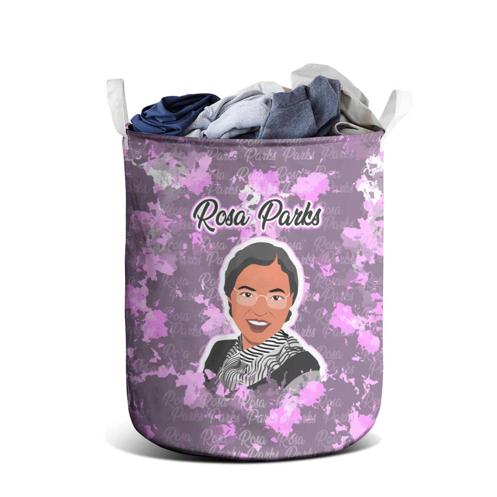 Rosa Parks Laundry Basket Purple Floral Pattern Civil Rights Tribute Bold Name Repeated Text Design - Wonder Print Shop