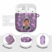 Rosa Parks AirPods Case Purple Floral Pattern Civil Rights Tribute Bold Name Repeated Text Design - Wonder Print Shop