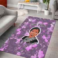 Rosa Parks Area Rug Purple Floral Pattern Civil Rights Tribute Bold Name Repeated Text Design - Wonder Print Shop