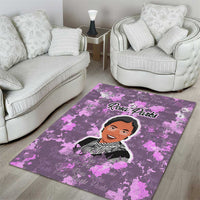 Rosa Parks Area Rug Purple Floral Pattern Civil Rights Tribute Bold Name Repeated Text Design - Wonder Print Shop
