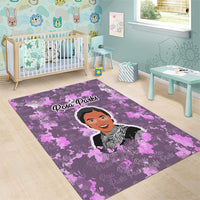 Rosa Parks Area Rug Purple Floral Pattern Civil Rights Tribute Bold Name Repeated Text Design - Wonder Print Shop