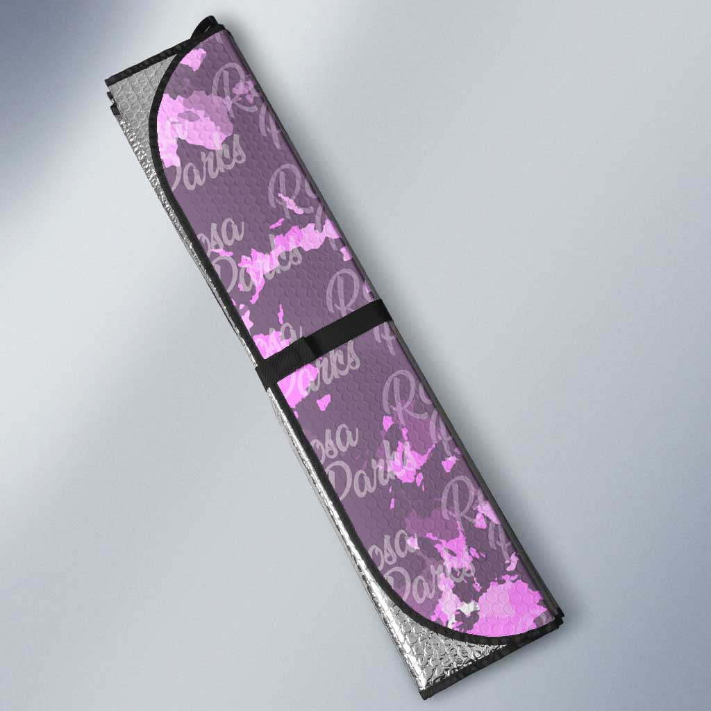 Rosa Parks Auto Sun Shade Purple Floral Pattern Civil Rights Tribute Bold Name Repeated Text Design - Wonder Print Shop