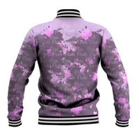 Rosa Parks Baseball Jacket Purple Floral Pattern Civil Rights Tribute Bold Name Repeated Text Design - Wonder Print Shop
