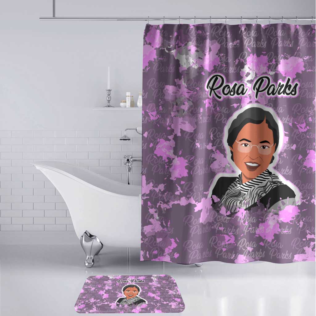 Rosa Parks Bathroom Set Purple Floral Pattern Civil Rights Tribute Bold Name Repeated Text Design - Wonder Print Shop